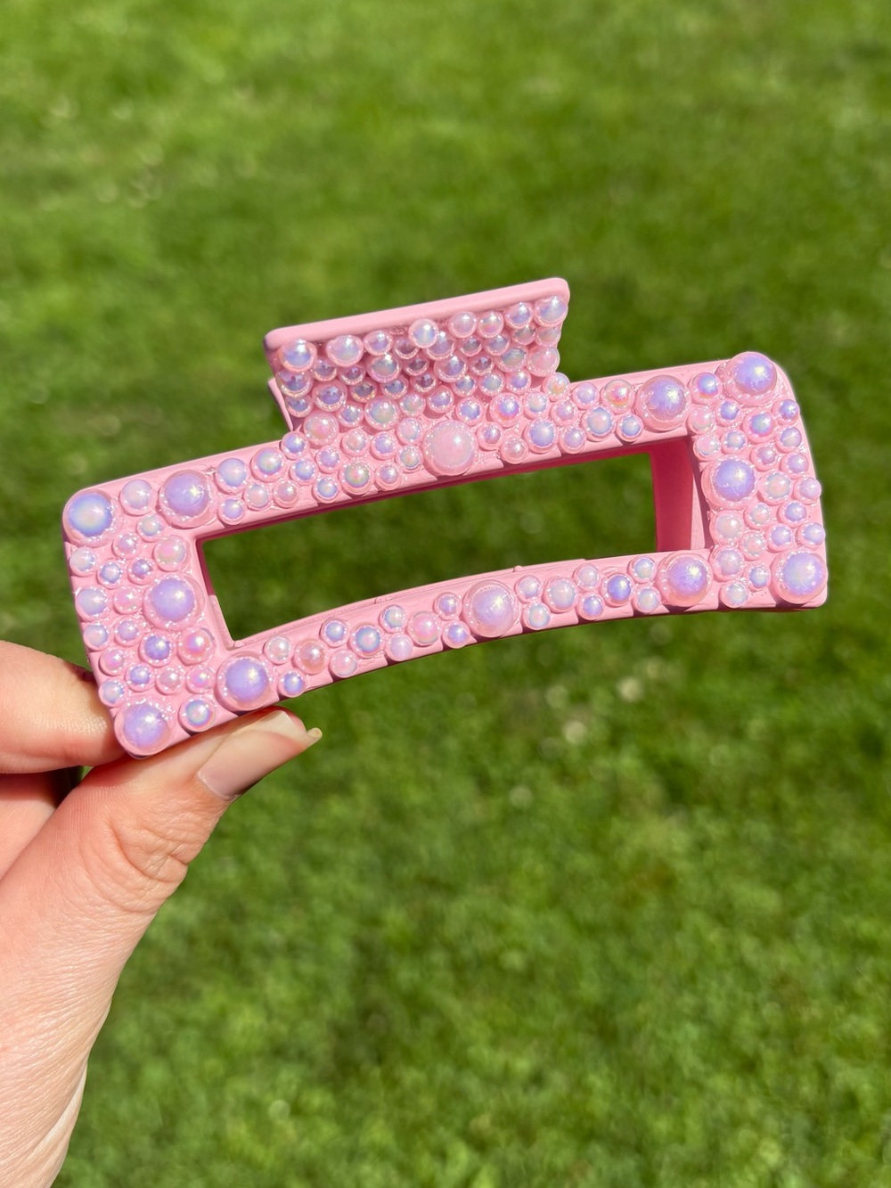 Pink Pearl Embellished Claw Clip